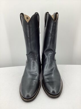 Justin Boots Woman Black Leather Roper Cowboy Boots